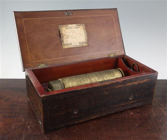 A 19th century Swiss Nicole Freres marquetry inlaid music box, 17.5in.